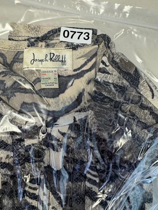 Vintage Joseph Ribkoff Animal Print Zip Up Cardigan Size 10 Maximalist Eclectic - Picture 16 of 16